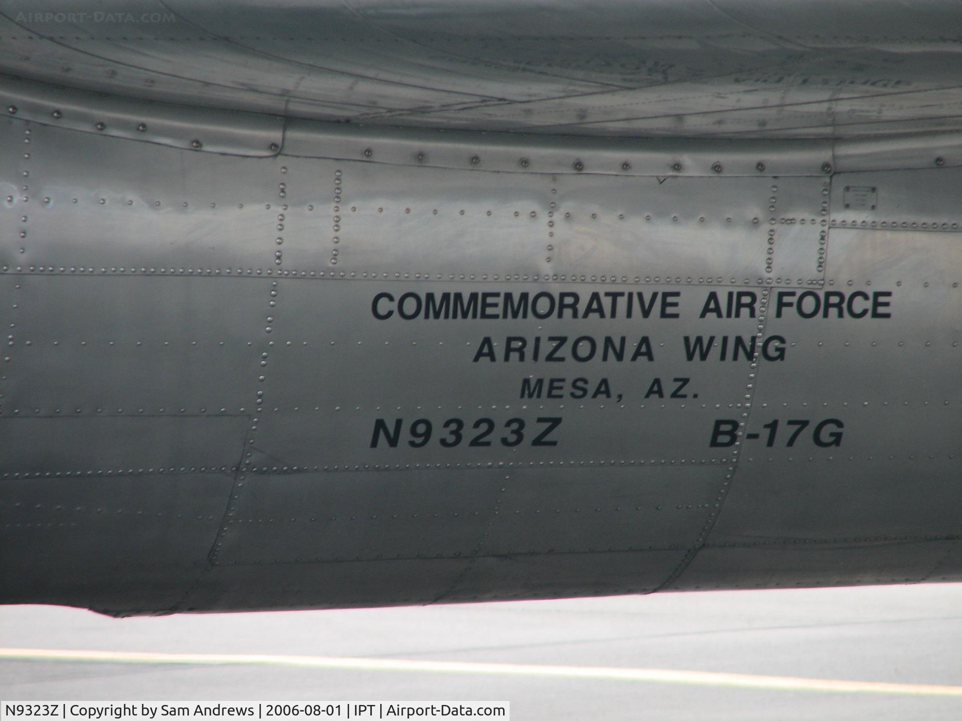 N9323Z, 1944 Boeing B-17G-85-DL Flying Fortress C/N 32155, The writing on the 
