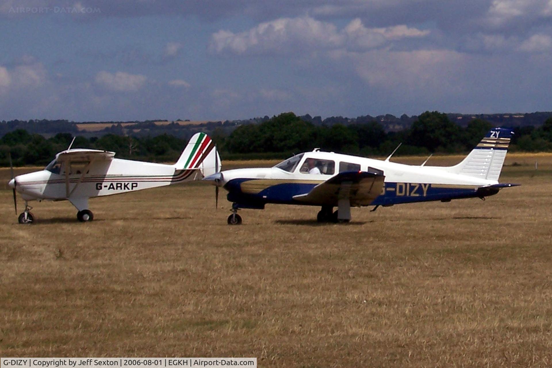 G-DIZY, 1977 Piper PA-28R-201T Cherokee Arrow III C/N 28R-7703401, Piper Turbo Cherokee Arrow III PA-28R-201T with Piper Colt PA-22 at Lashenden/Headcorn England