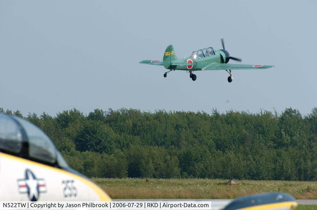 N522TW, 2003 Yakovlev (Aerostar) Yak-52TW C/N 0312407, Taking off at Owls Head Transportation Museum airshow