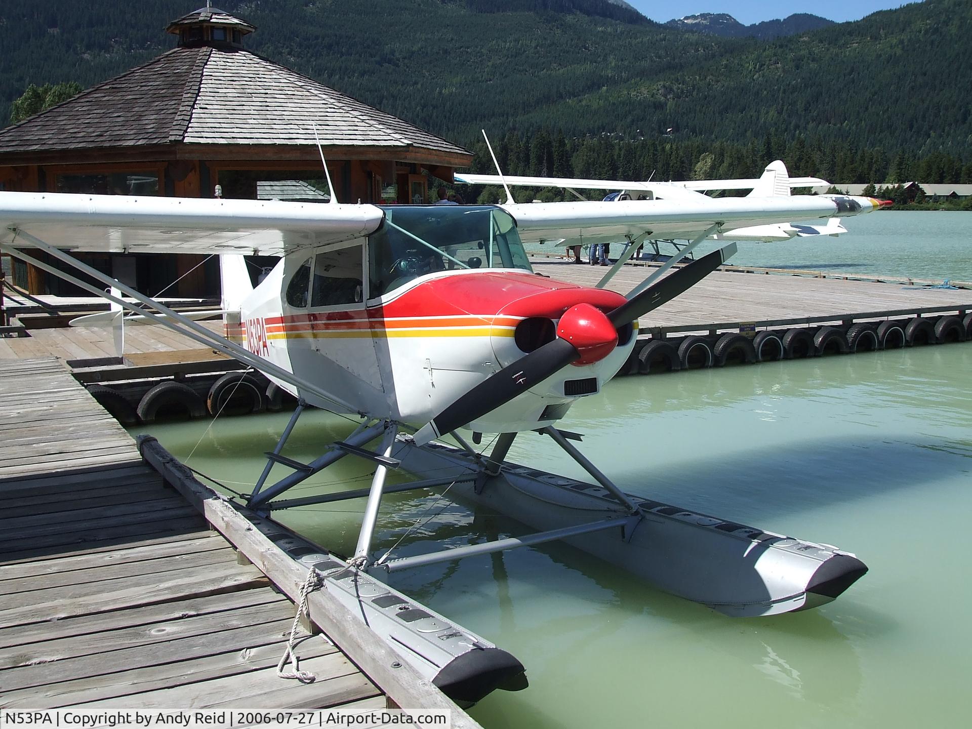 N53PA, 1953 Piper PA-22-135 Tri-Pacer C/N 22-1621, Moored at Whistler Air's dock on Green Lake, Whistler, BC
