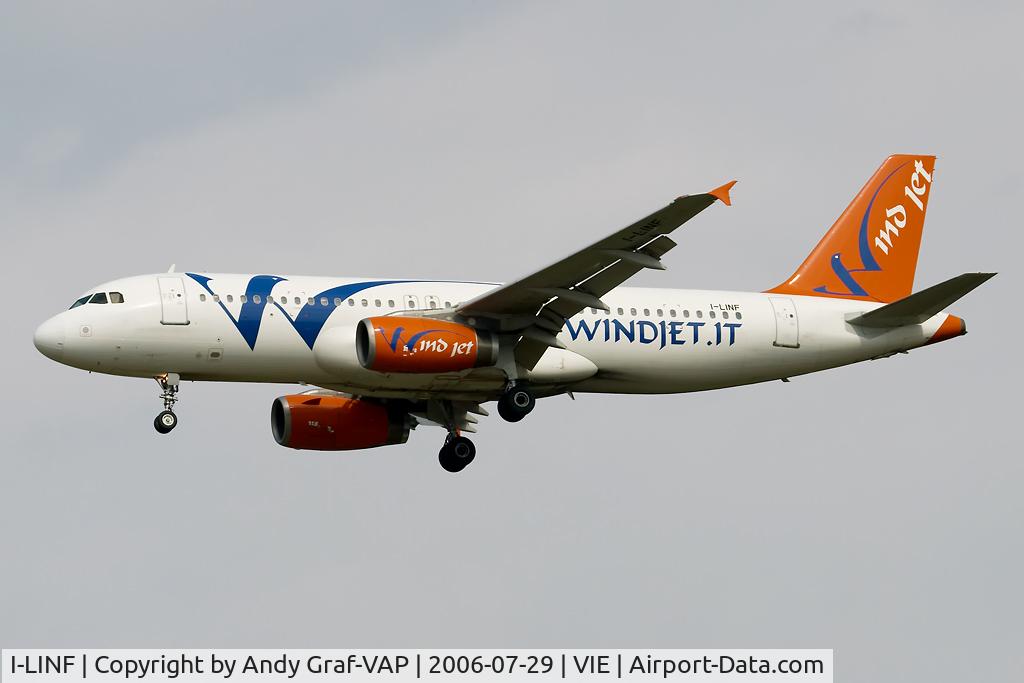 I-LINF, 1993 Airbus A320-231 C/N 393, On short final RWY34.