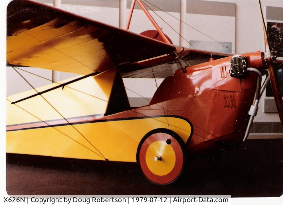 X626N, Aeronautical Corporation of America (Aeronca) C-2 C/N unknown, Aeronca C-2, Aeronca 26 Hp, single seat, wire-braced pylon wing, as X626N at National Air and Space Museum, cockpit access difficult with more strings than a symphony