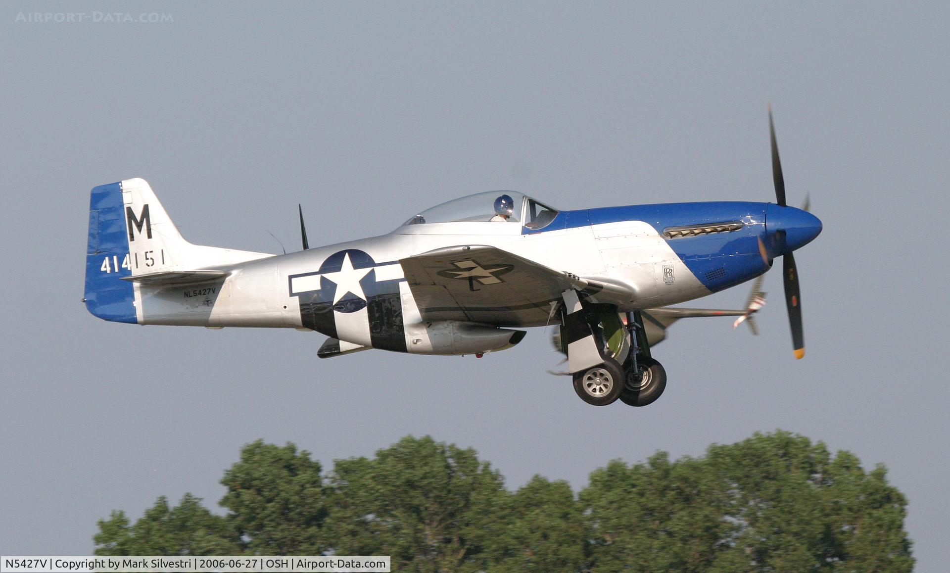 N5427V, 1944 North American F-51D Mustang C/N 44-72942, Petie 2nd right after take off from Airventure 2006
