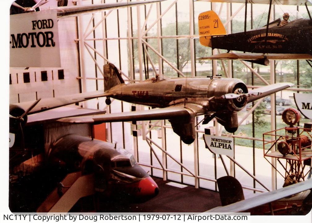 NC11Y, 1930 Northrop 4A Alpha C/N 3, 1930 Northrop ALPHA as NC11Y, 3rd built, P&W Wasp 420 Hp, high top speed (177 mph) mail & passenger plane, multi-cellular wing & stressed-skin all-metal construction, at National Air & Space Museum
