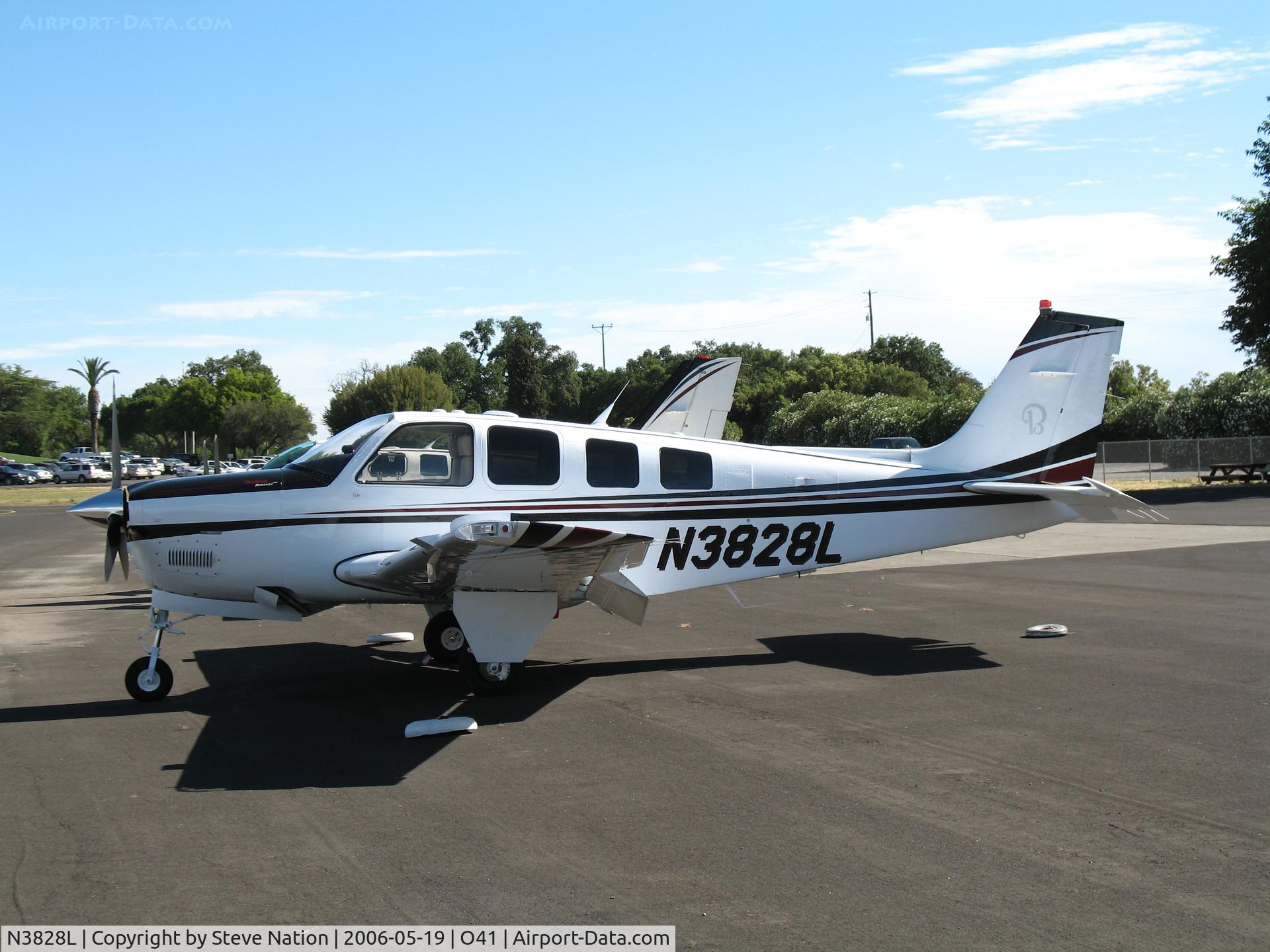 N3828L, Raytheon Aircraft Company G36 C/N E-3649, Brand new Woodland Avn Raytheon A36 Bonanza @ Watts-Woodland Airport, CA