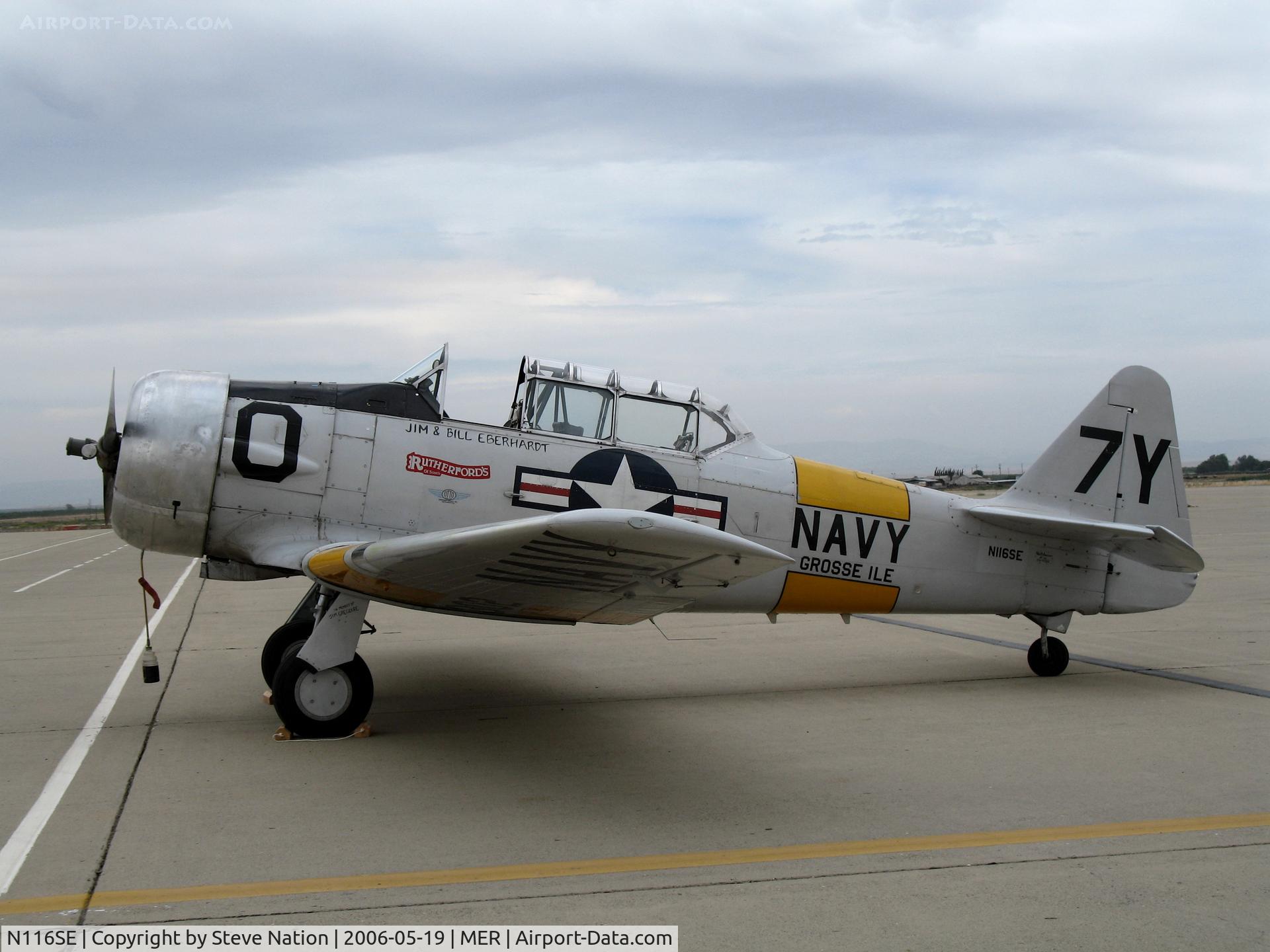 N116SE, 1959 North American T-6G Texan C/N 168-406, North American T-6G (49-3302) painted as SNJ-5 7Y/0 Grosse Isle (not 7Y/30 as 2005) in abysmal weather @ Castle AFB, Merced, CA