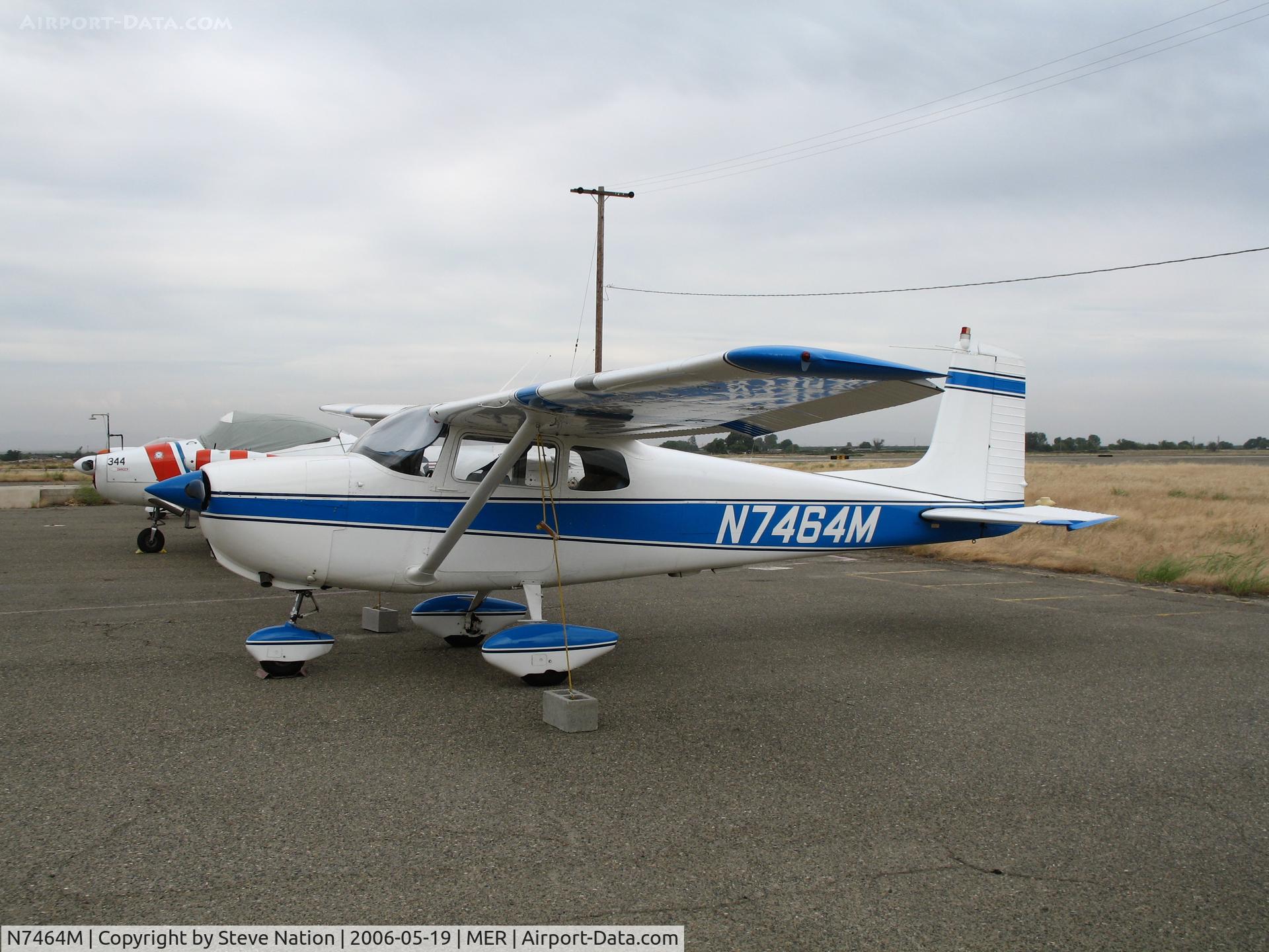 N7464M, 1959 Cessna 175 Skylark C/N 55764, Straight Tail 1959 Cessna 175 in lousy weather @ Castle AFB, CA
