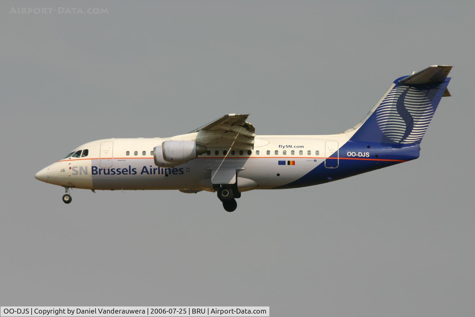 OO-DJS, 1996 British Aerospace Avro 146-RJ85 C/N E.2292, arrival of flight SN3748 from Sevilla