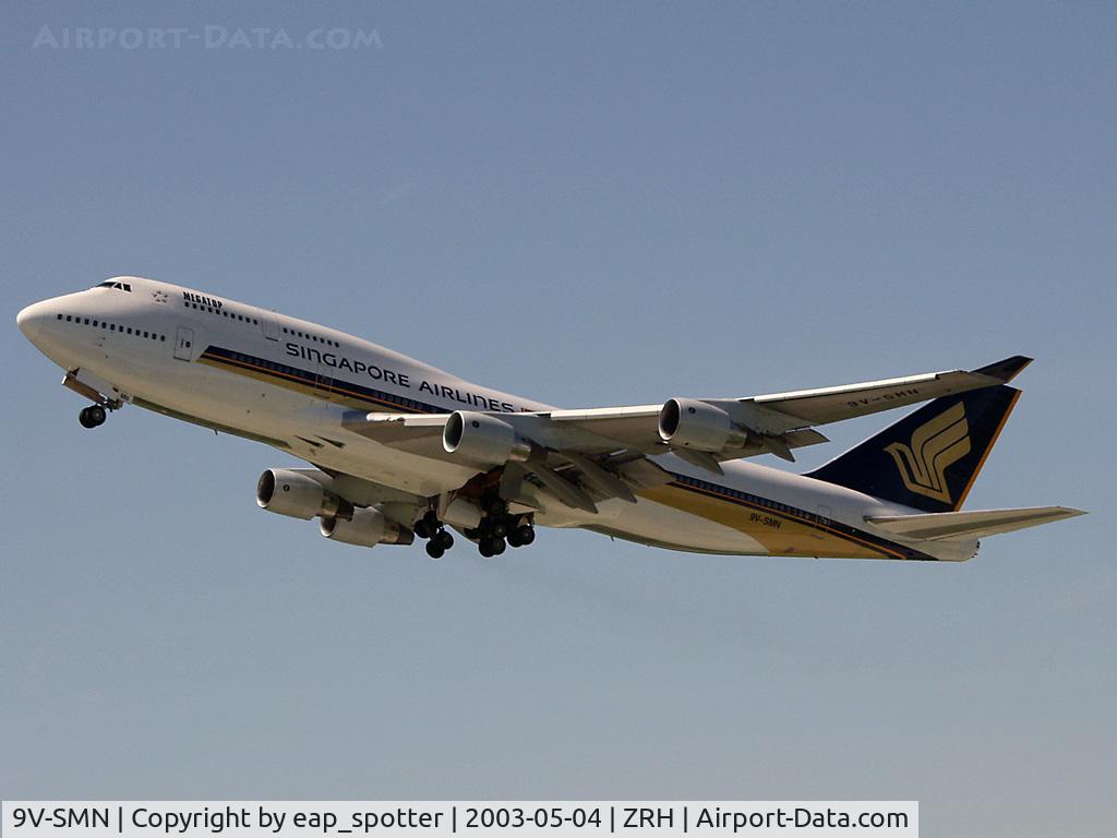 9V-SMN, 1992 Boeing 747-412 C/N 26548, Departing to Singapore
