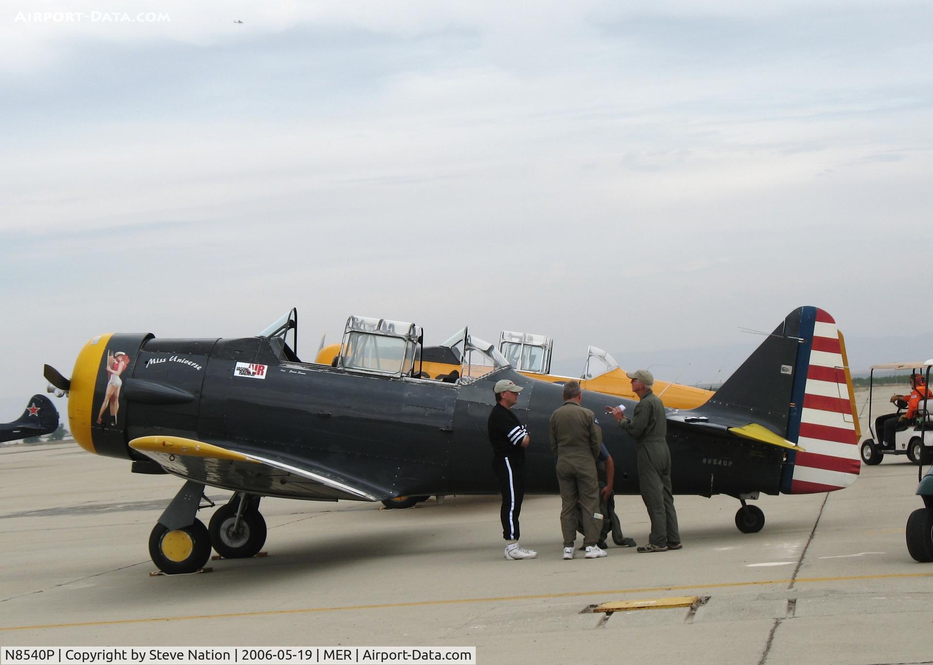 N8540P, 1942 North American AT-6D Texan C/N 42-81646-1, Pilots wonder when weather's gonna clear at West Coast Formation Clinic 2006 @ Castle AFB, CA