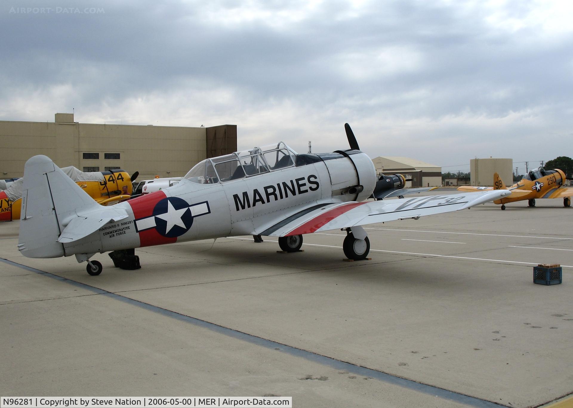 N96281, 1976 North American AT-6C Harvard IIA C/N 3832, Commemorative Air Force CC&F Harvard II Marines & VF/32 (on wing)
