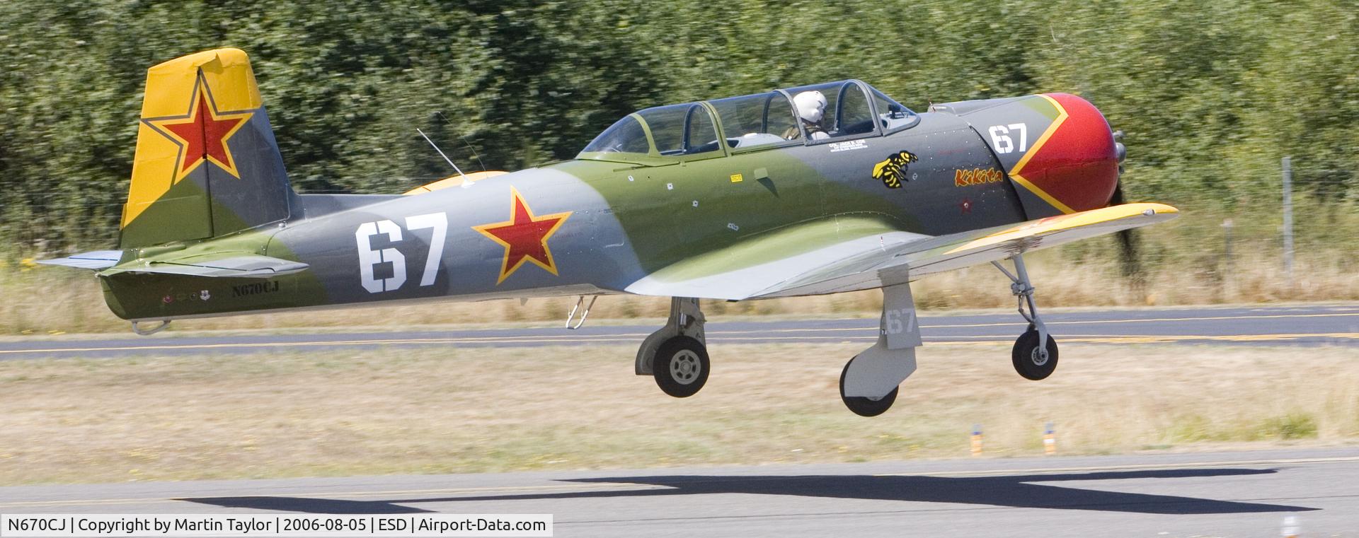 N670CJ, 1975 Nanchang CJ-6 C/N 3051218, CJ6 taking off at 2006 Orcas Island 