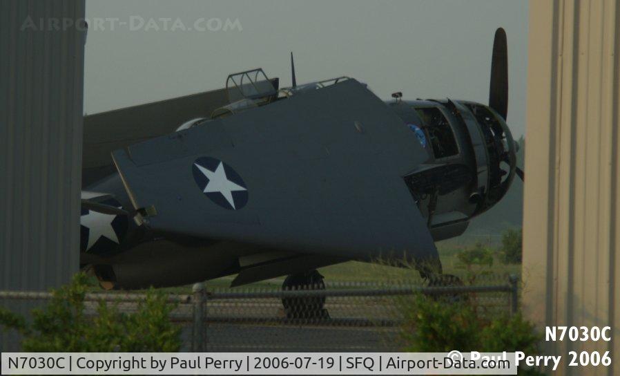 N7030C, Grumman TBM-3E Avenger C/N 3516, Always check between buildings!