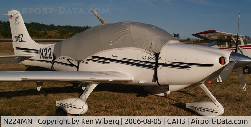 N224MN, 2002 Cirrus SR22 C/N 0383, Sitting ready for the night of Aug 5th 2006 at Courtenay Airpark, Vancouver Island B.C.