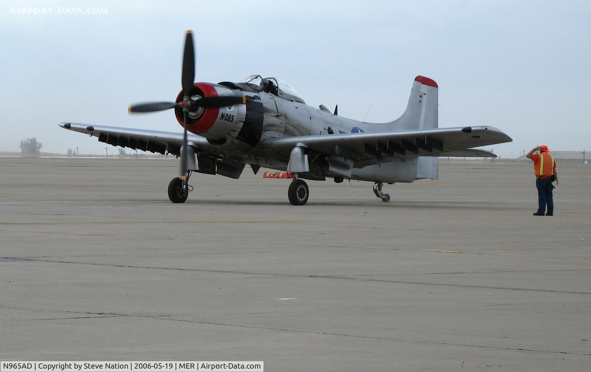 N965AD, 1952 Douglas A-1D Skyraider (AD-4NA) C/N 7765, Heritage Flight Museum Douglas AD-4N(A) as NX965AD taxying at West Coast Formation Clinic weekend @ Castle AFB, CA