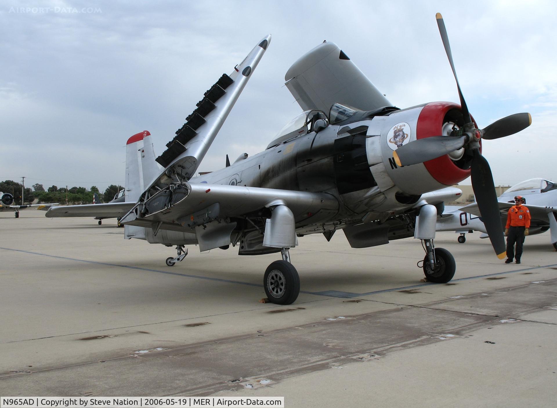 N965AD, 1952 Douglas A-1D Skyraider (AD-4NA) C/N 7765, Heritage Flight Museum Douglas AD-4N(A) as NX965AD wings-folded at West Coast Formation Clinic weekend @ Castle AFB, CA