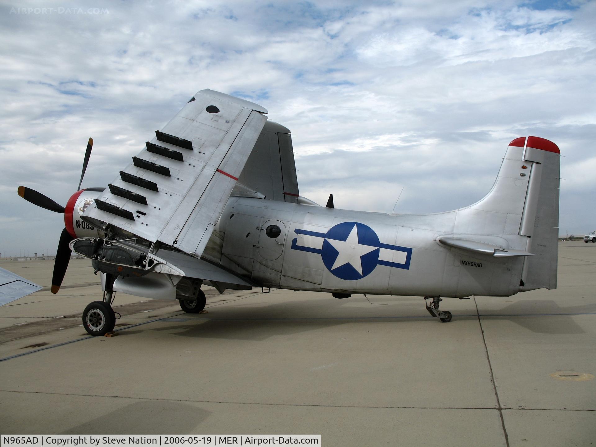 N965AD, 1952 Douglas A-1D Skyraider (AD-4NA) C/N 7765, Heritage Flight Museum Douglas AD-4N(A) as NX965AD wings-folded at West Coast Formation Clinic weekend @ Castle AFB, CA