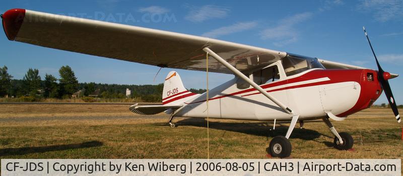 CF-JDS, 1949 Cessna 170A C/N 19125, Evening arrival at Courtenay Airpark on Vancouver Island. Not a local Aircraft.