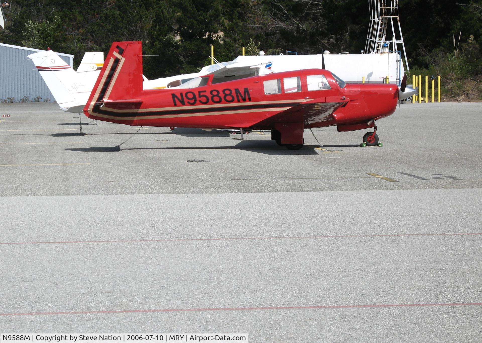 N9588M, 1966 Mooney M20F Executive C/N 670165, Bright red 1966 Mooney M20F @ Monterey, CA