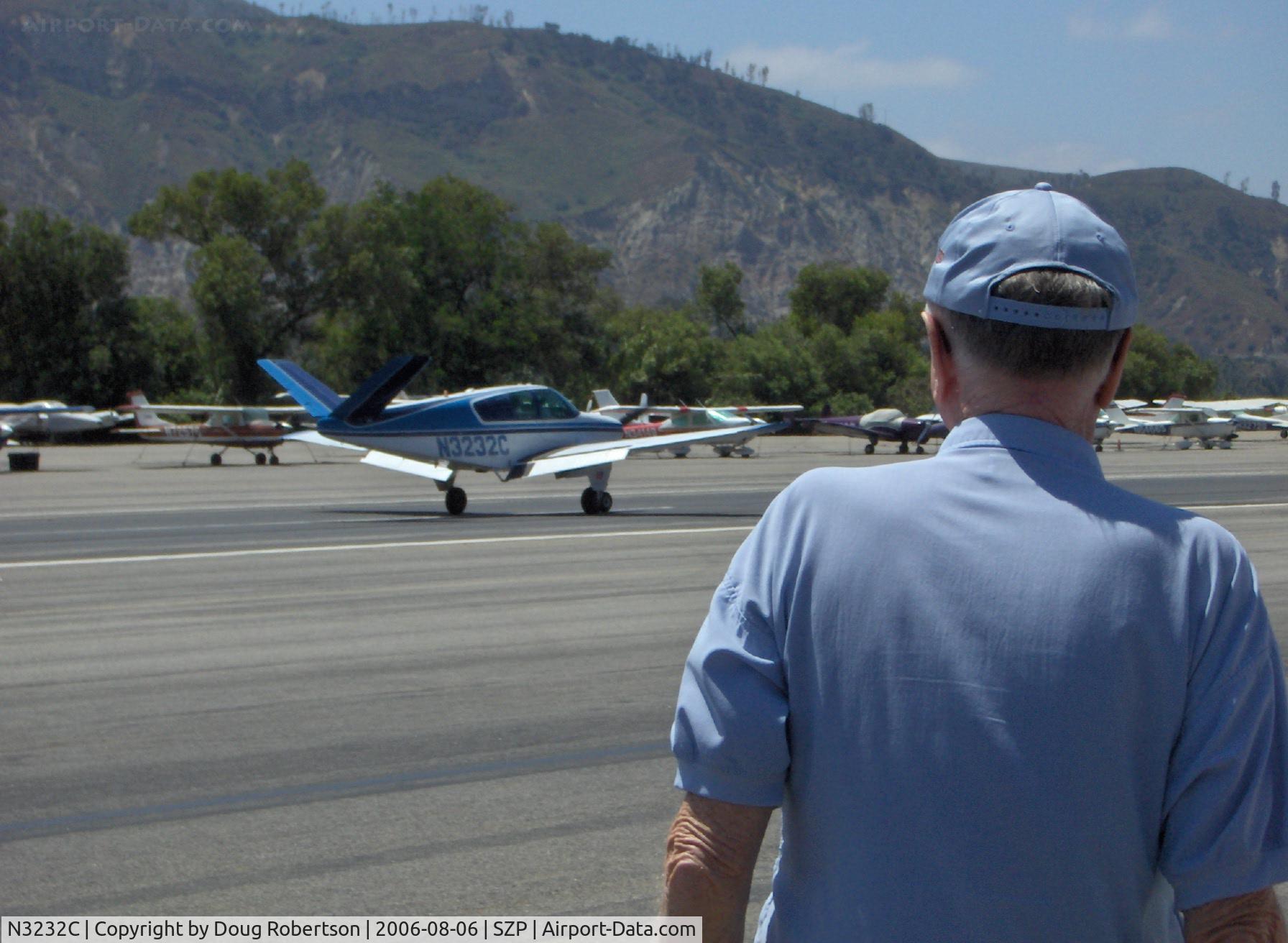 N3232C, 1954 Beech E35 C/N D-3897, 1954 Beech E35 BONANZA, Continental E-225-8 225 Hp, landing roll Runway 22