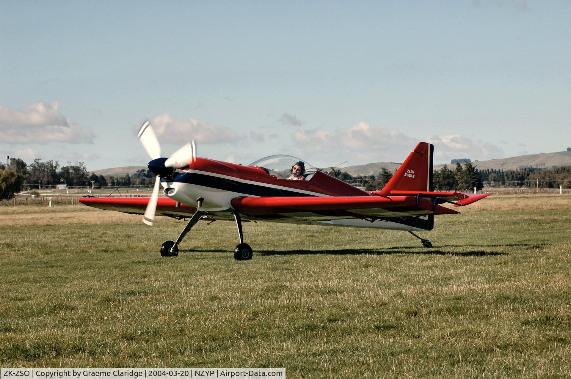 ZK-ZSO, 1992 Zlin Z-50LS C/N 0070, Dave Cranna's Zlin Z50LS aerobatic monoplane at 2004 New Zealand National Aerobatic Championships