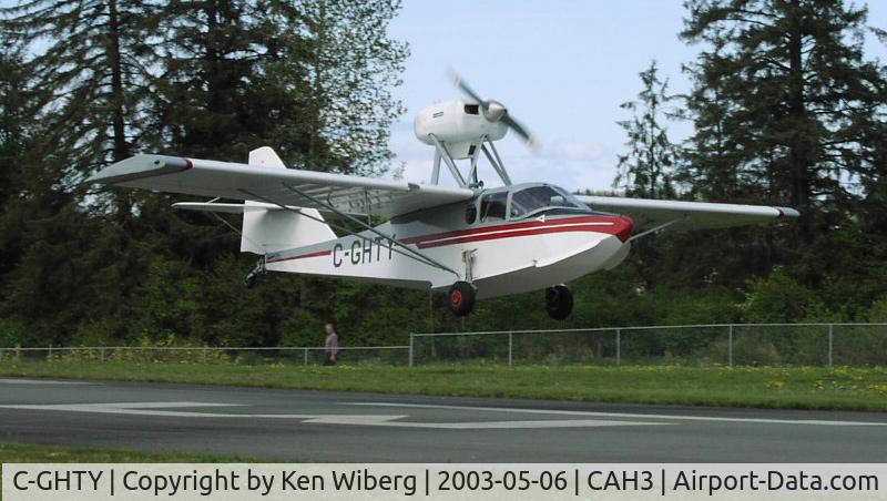 C-GHTY, 1976 Volmer VJ-22 Sportsman C/N DJA1, Shortly after returning to flight after have some work done, the Sportsman looks quite at home, coming in over the numbers of RWY 13 at Courtenay Airpark, Vancouver Island.