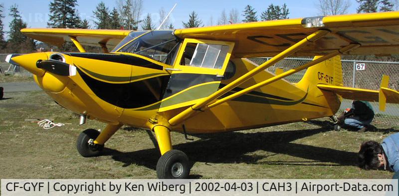 CF-GYF, 1947 Stinson 108-2 Voyager C/N 108-2911, Now based out of Courtenay Airpark, this old Stinson has had a major re-build to return it to flying condition. This is how it looked in the final stages of the work prior to going on floats.