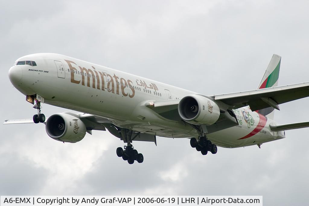 A6-EMX, 2003 Boeing 777-31H C/N 32702, On final RWY27L.
