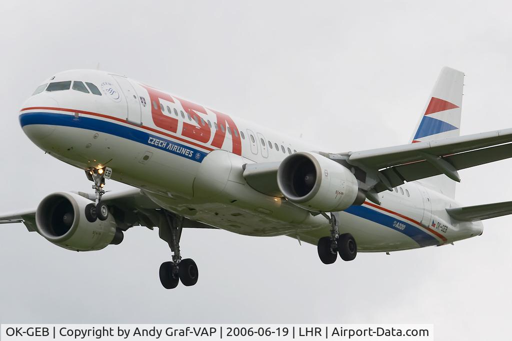 OK-GEB, 2001 Airbus A320-214 C/N 1450, On final RWY27L.