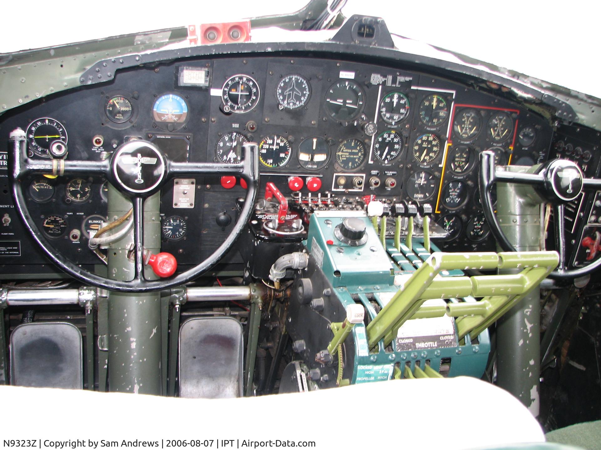 N9323Z, 1944 Boeing B-17G-85-DL Flying Fortress C/N 32155, The cockpit from just behind the pilot.