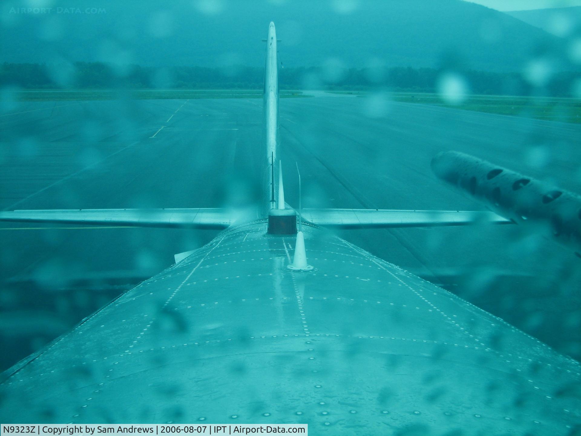 N9323Z, 1944 Boeing B-17G-85-DL Flying Fortress C/N 32155, The view aft through the top turret.  This would be the Flight engineers station during an air battle.  It was raining but what the heck.