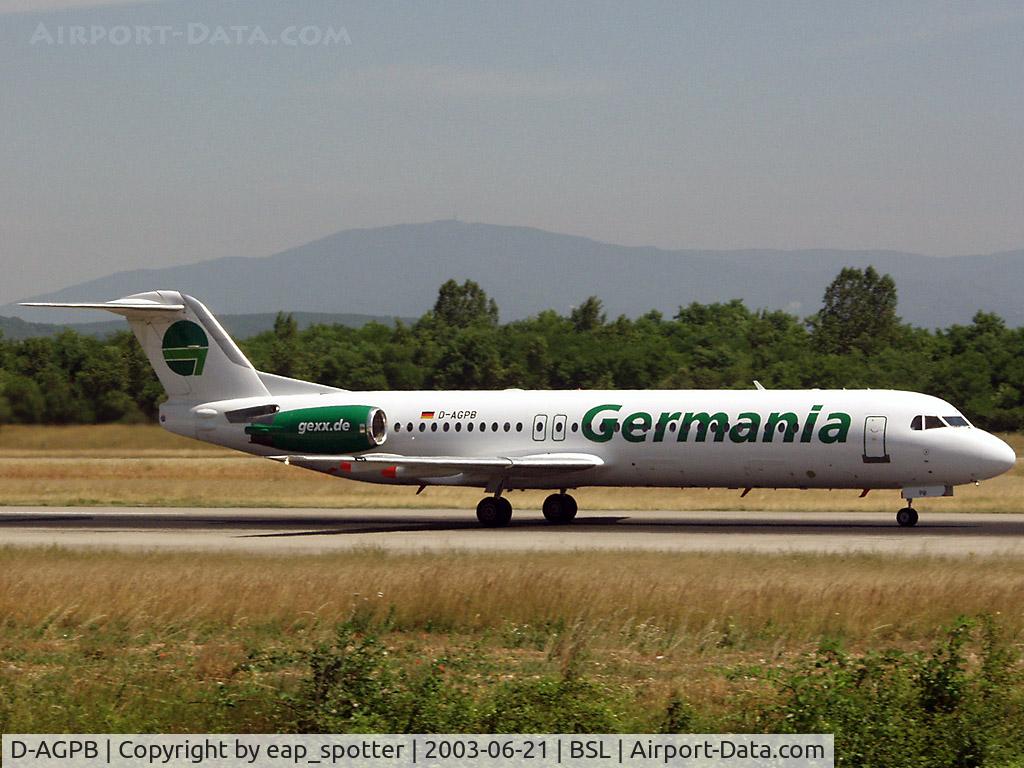 D-AGPB, 1989 Fokker 100 (F-28-0100) C/N 11278, Departing runways 16 to KOS