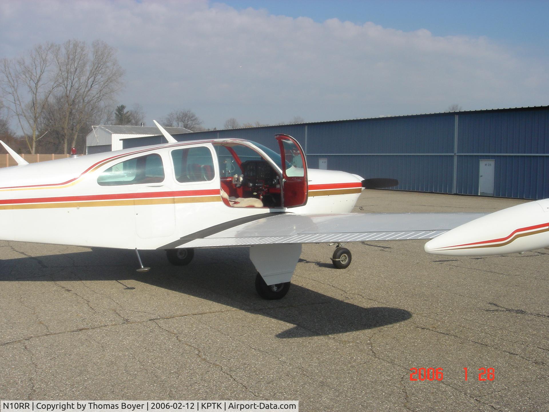N10RR, 1954 Beech E35 C/N D-3706, Shows Tip Tanks