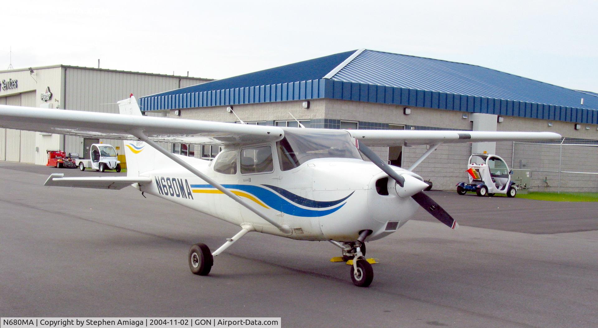 N680MA, 1999 Cessna 172S C/N 172S8202, 1st Lesson, 1st Solo, 1st XC, Passed PPSEL in same plane.  Here, 1st Long XC at GON.  My favorite Select Aviation Plane to fly.