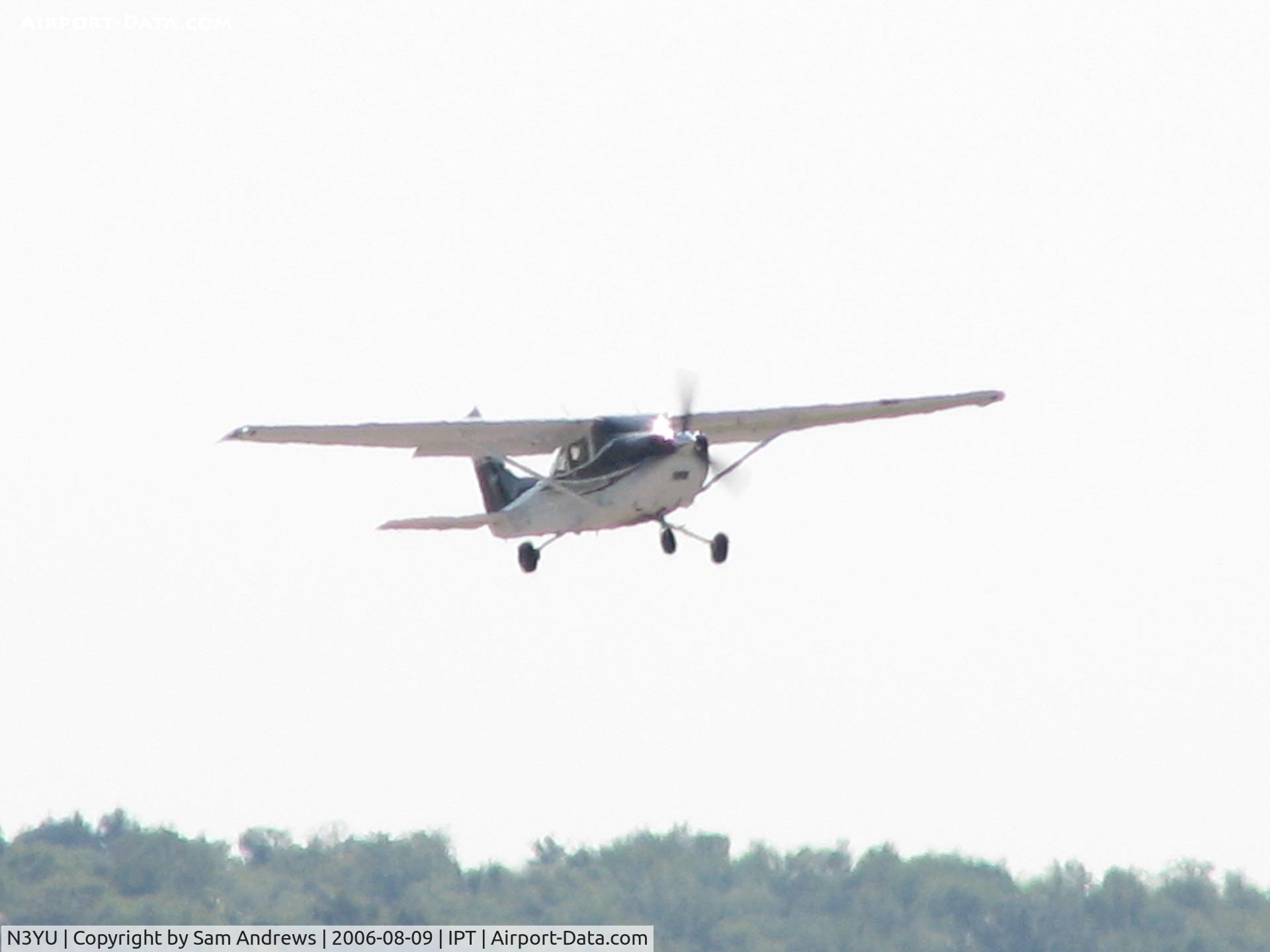N3YU, 2004 Cessna 182T Skylane C/N 18281453, Departing from RWY27.  The Tower guy was very accommodating to her.  He offered to call AFSS and cancel her flight plan and open her return plan back to what I think was N43.  Wow!  Skylanes, gotta love 'em.