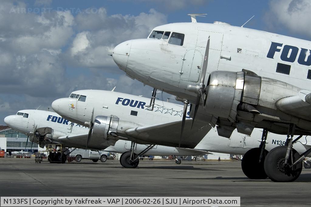 N133FS, 1943 Douglas DC3C-R-1830-90C C/N 27202, Four Star Cargo DC3 line up