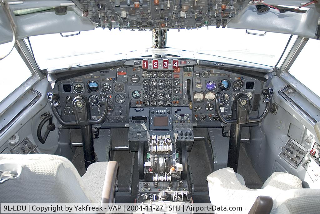 9L-LDU, 1966 Boeing 707-373C C/N 19179, Cockpit view of a Koda Air Boeing 707