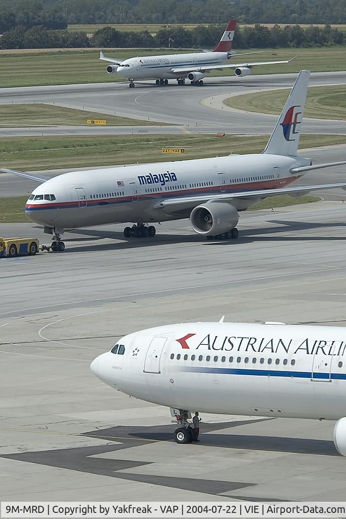 9M-MRD, 1997 Boeing 777-2H6/ER C/N 28411, Malaysia Boeing 777-200 together with 2 Austrian Airlines Airbusses