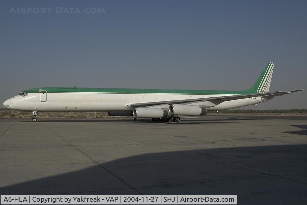 A6-HLA, 1969 Douglas DC-8-63F C/N 46034, Heavylift DC8-63 parked at SHJ