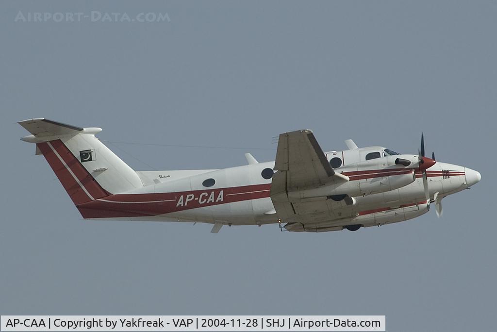 AP-CAA, 1979 Beech 200 Super King Air C/N BB-278, Beech 200 King Air taking off at SHJ