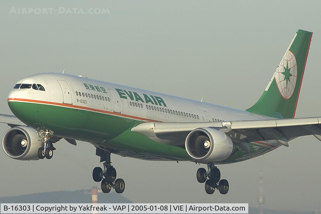B-16303, 2003 Airbus A330-203 C/N 555, Eva Air Airbus A330-200 clear to land on runway 16
