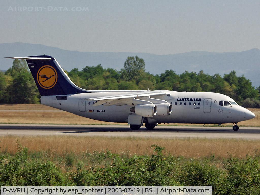 D-AVRH, 1995 British Aerospace Avro 146-RJ85 C/N E.2268, departing to FRA runway 16