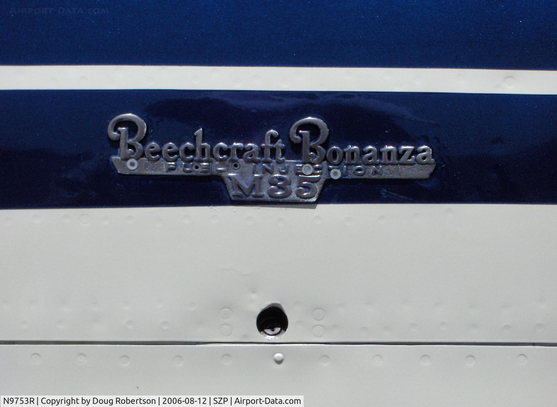 N9753R, 1960 Beech M35 Bonanza C/N D-6241, 1960 Beech M35 BONANZA, cast logo
