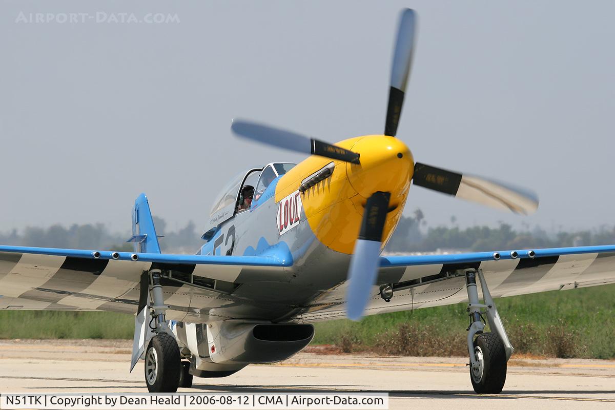 N51TK, North American F-51D Mustang C/N 44-63350, North American P-51D taxiing at Camarillo Airport (CMA).