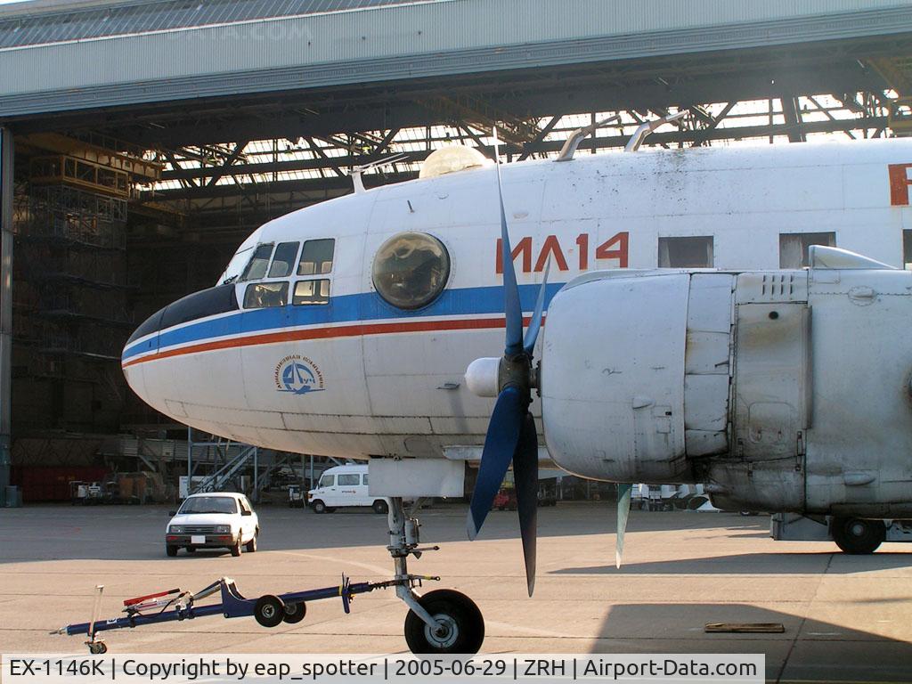 EX-1146K, Ilyushin II-14T C/N 7343408, finally this a/c will be a restaurant nearby runway 34
