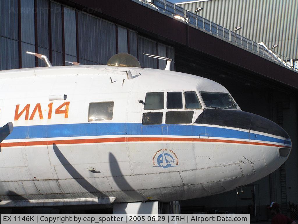 EX-1146K, Ilyushin II-14T C/N 7343408, finally this a/c will be a restaurant nearby runway 34