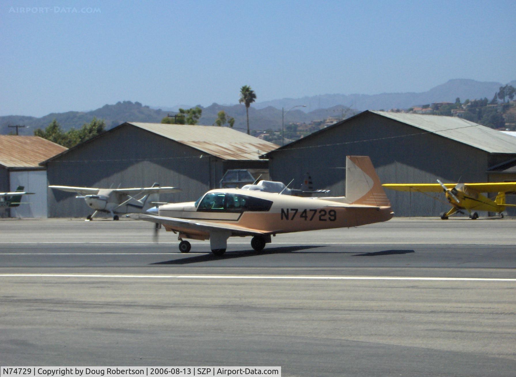 N74729, 1961 Mooney M20B Mark 21 C/N 1729, 1961 Mooney M20B, Lycoming O&VO-360 180 Hp, takeoff roll Runway 22