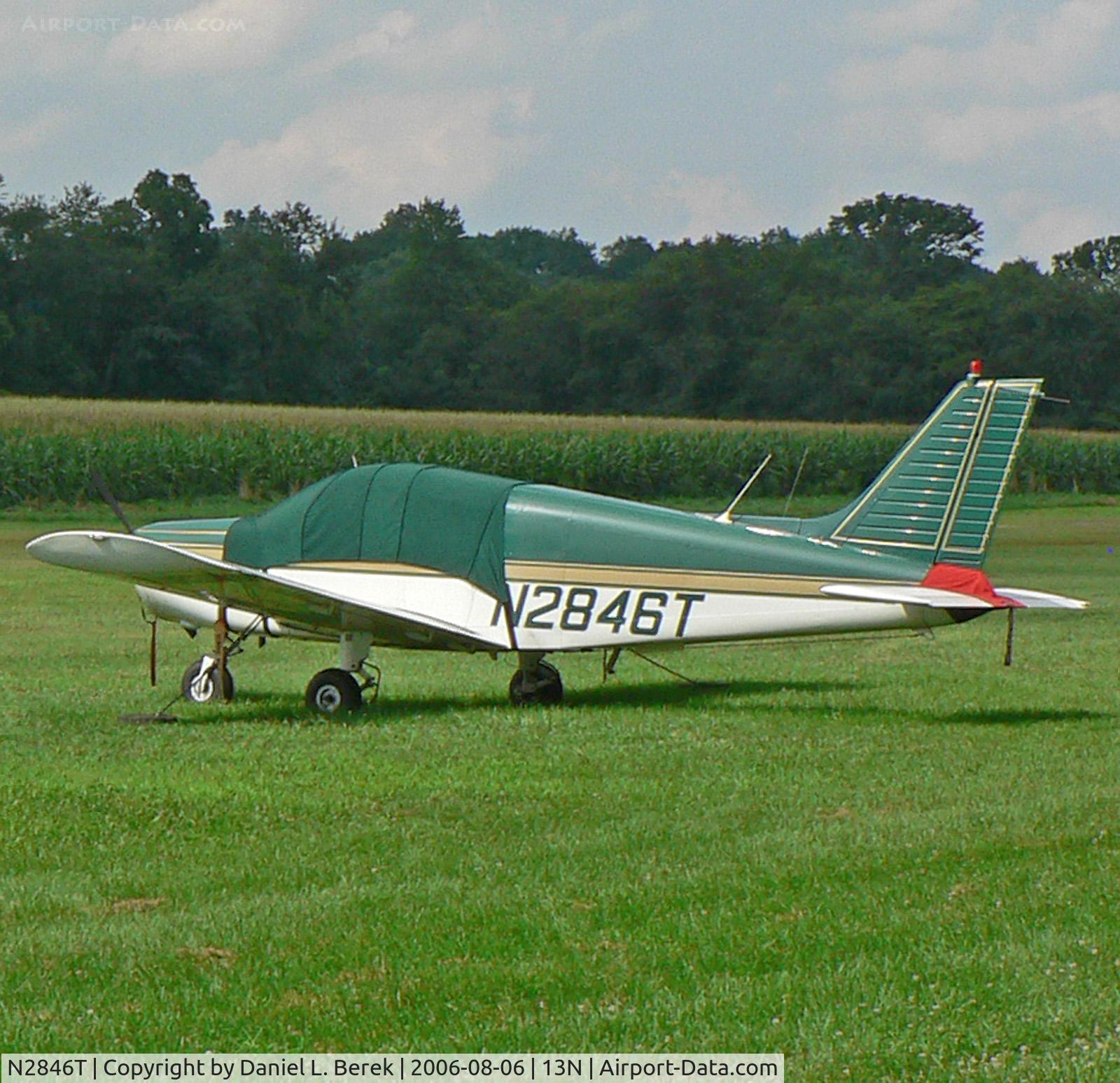 N2846T, 1972 Piper PA-28-140 C/N 28-7225251, 1972-vintage Cherokee enjoys the peace and quiet of this rural Sussex, NJ, airport.