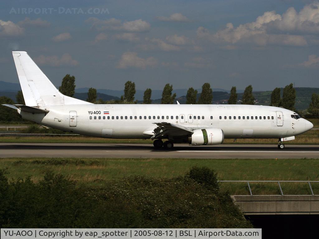 YU-AOO, 1989 Boeing 737-4Q8 C/N 24070, Landing on runway 16