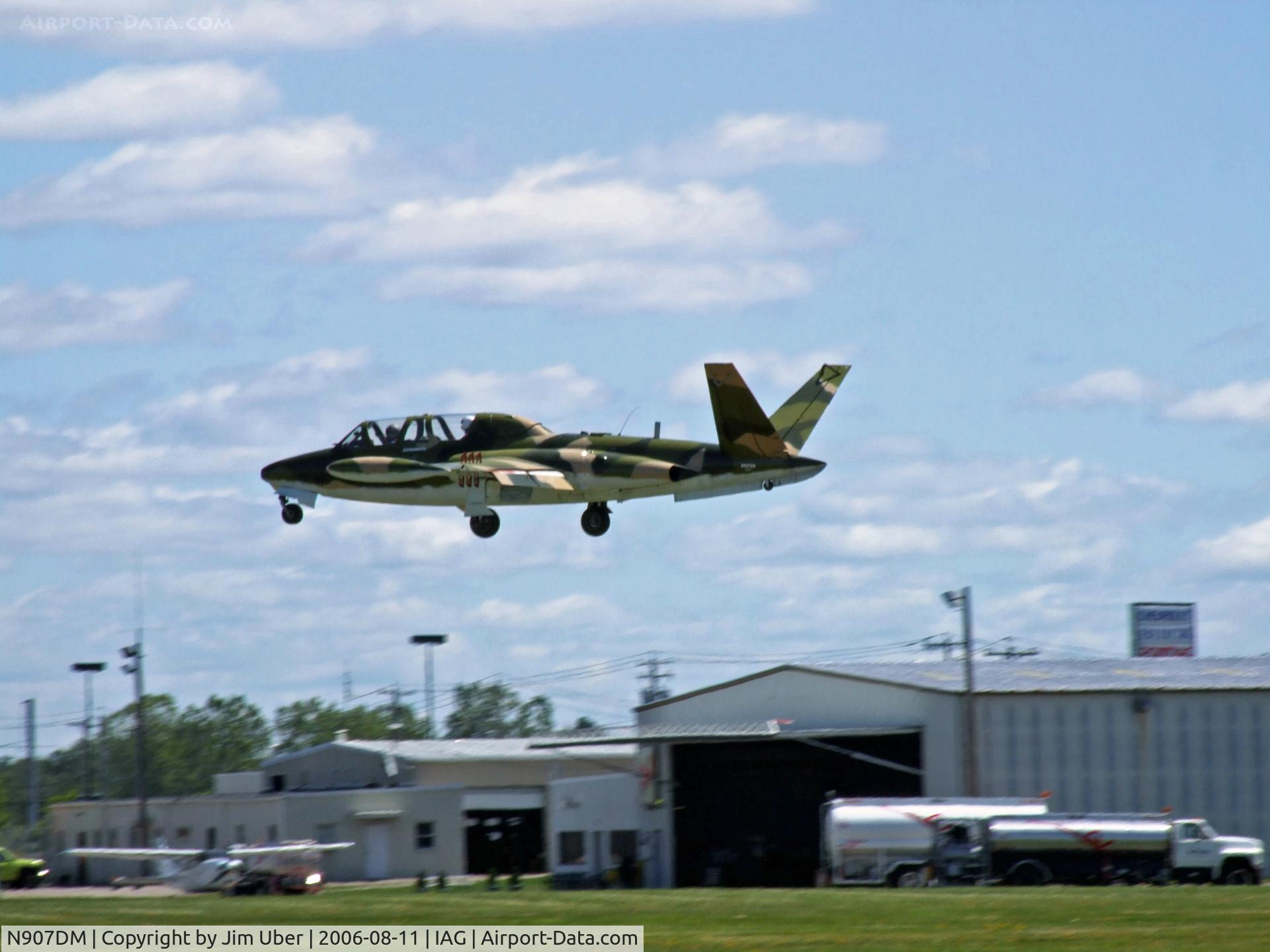N907DM, Fouga CM-170 Magister C/N 269, on final-rwy 6 at Niagara